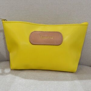 Jon Hart Design Vibrant Yellow Grande Cosmetic Bag with “Lauren” monogram